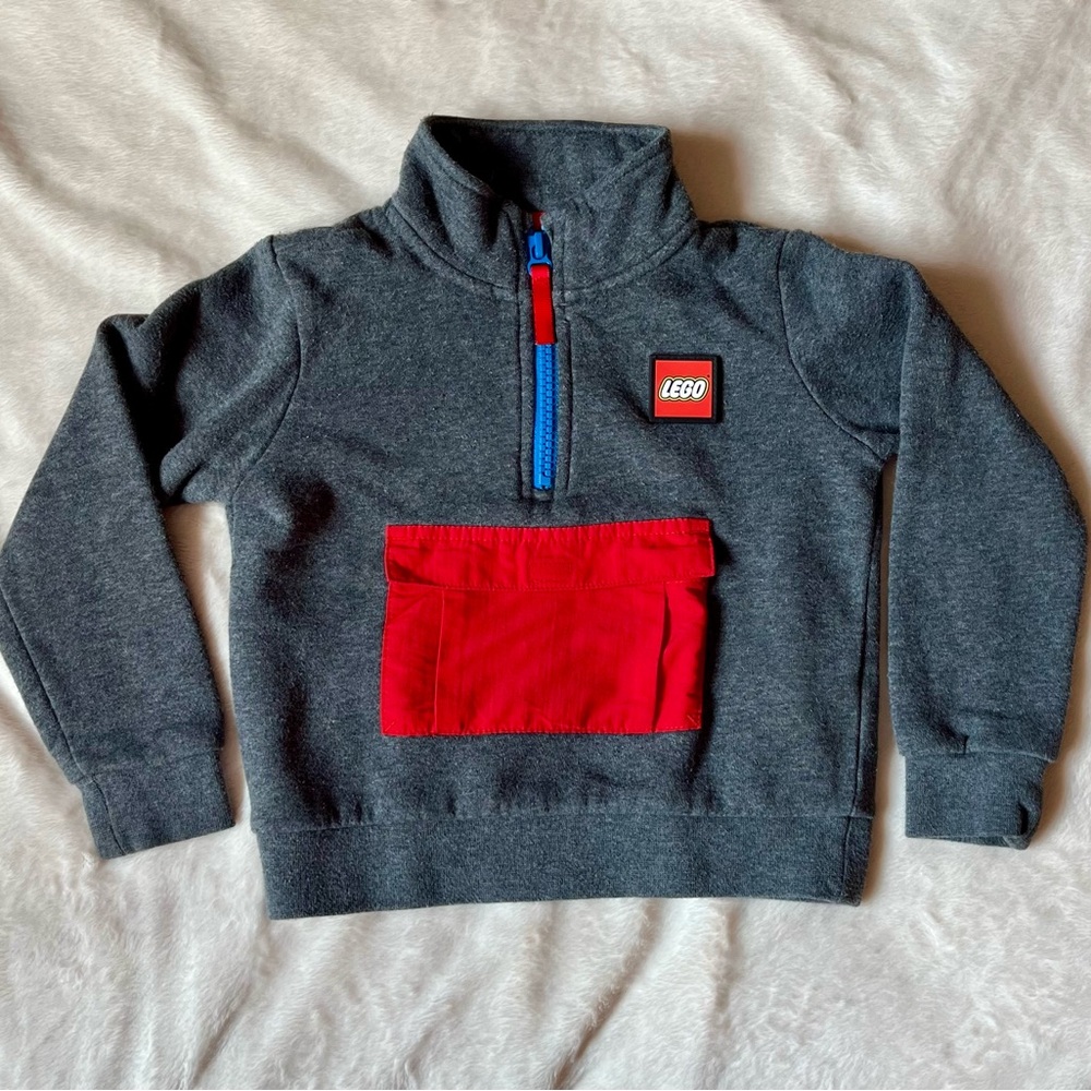 LEGO Kids Charcoal and Red Half-Zip Sweatshirt